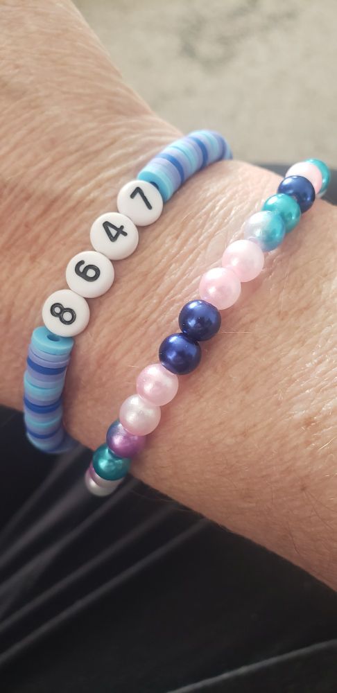 My bracelet with "86 47" that my daughter made me!