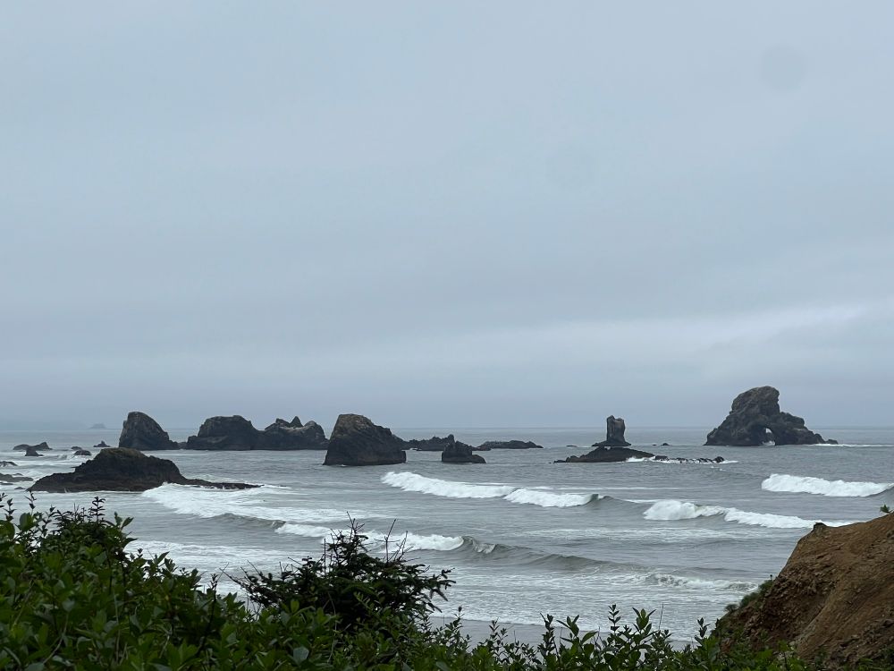 Oregon coast in the overcast summer.