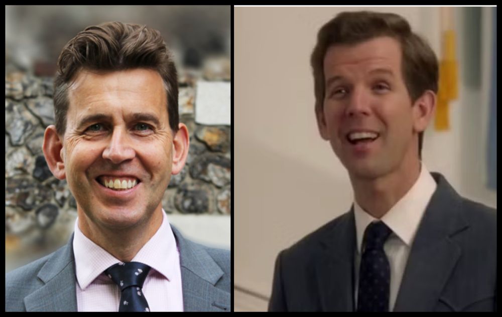 Collage - side by side portraits of school admissions adjudicator lead and Pastor Jeff from Young Sheldon/