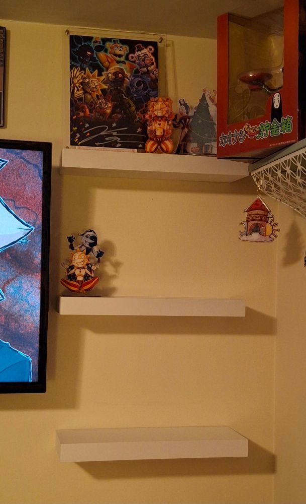 Set of 3 floating wall shelves 
PERFECTLY ALIGNED THANK YOU VERY MUCH