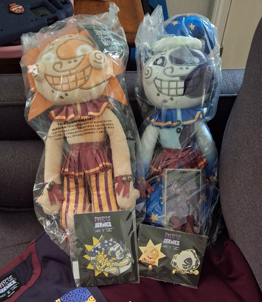 Hex brand Sun plush, Moon plush and pins