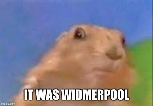 Dramatic chipmunk with a caption “It was Widmerpool”