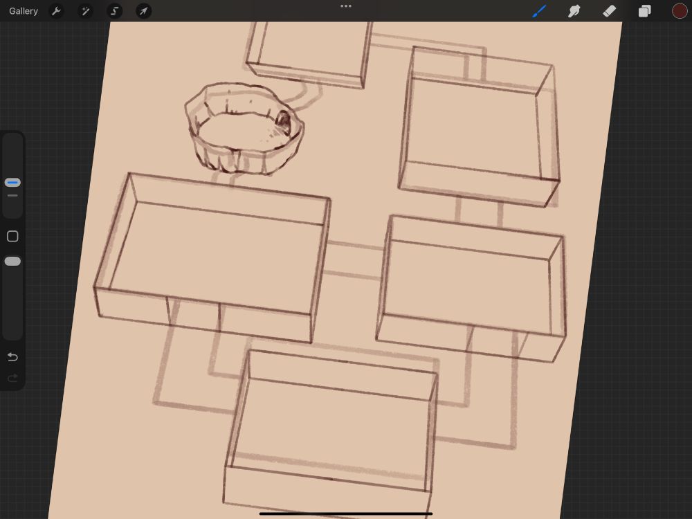 screenshot of a wip map drawing from procreate.