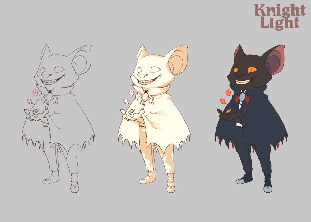 character design illustration of someone tentatively called "The Stranger" from my concept project Knight Light.