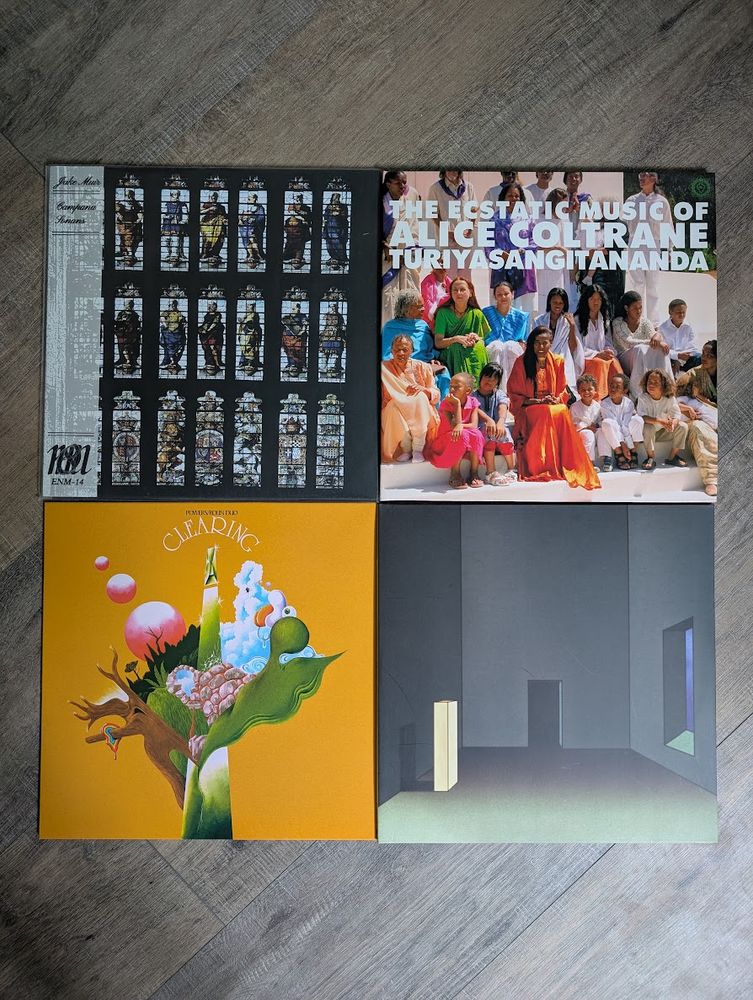 Jake Muir - Campana Sonans
Alice Coltrane - Ecstatic Music
Powers/Rolin Duo - Clearing
Oneohtrix Point Never - R Plus Seven