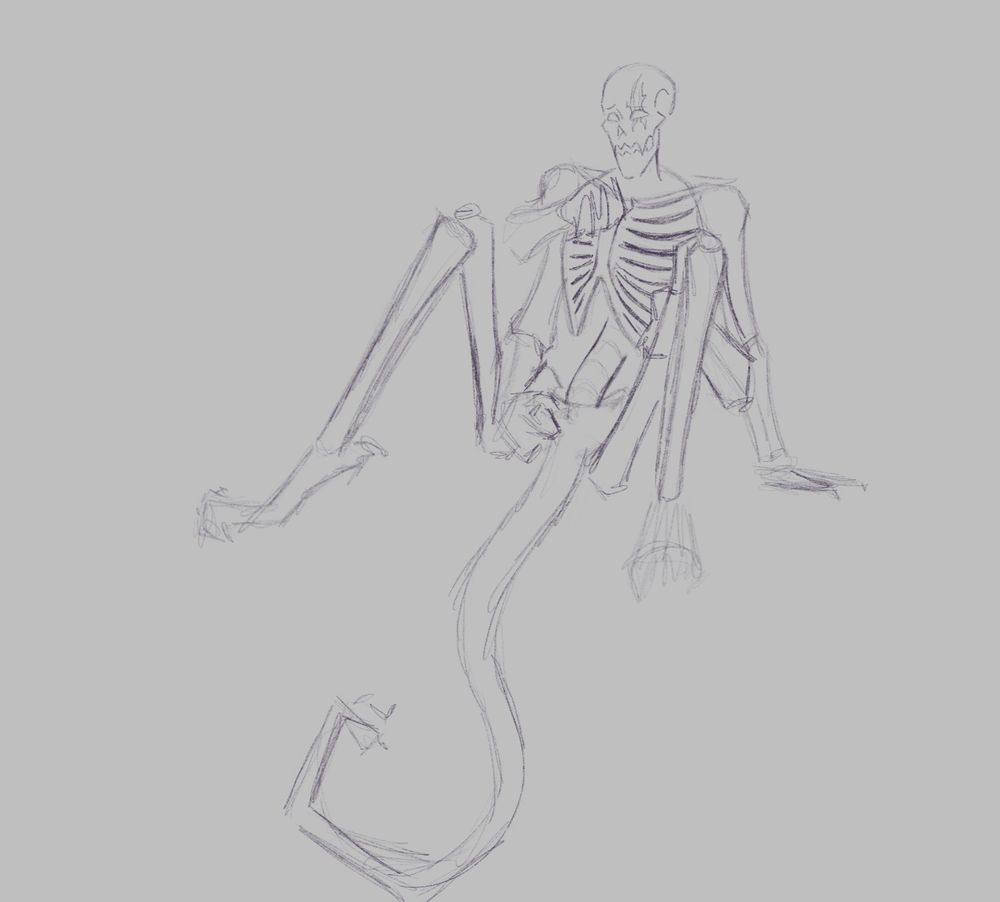 A sketch of VF papyrus sitting up, leaned back against two pairs of hands while the third helps hold his legs open and the fourth is touching his pelvis where his magic would be if I'd drawn it