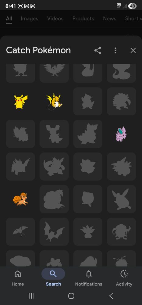 A Pokedex with a few Pokemon registered in it