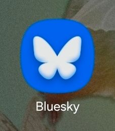 A screenshot of the Blue Sky app logo on Android, vis Galaxy S25 Ultra, showing rounder edges and a drop shadow on the butterfly