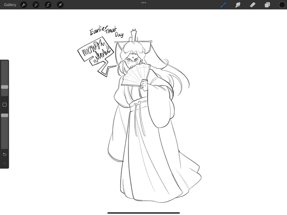 The text says “Earlier That Day” and shows Shen Jiu glaring at the viewer and holding a fan up to hide a portion of his face. He yells something at the viewer.
