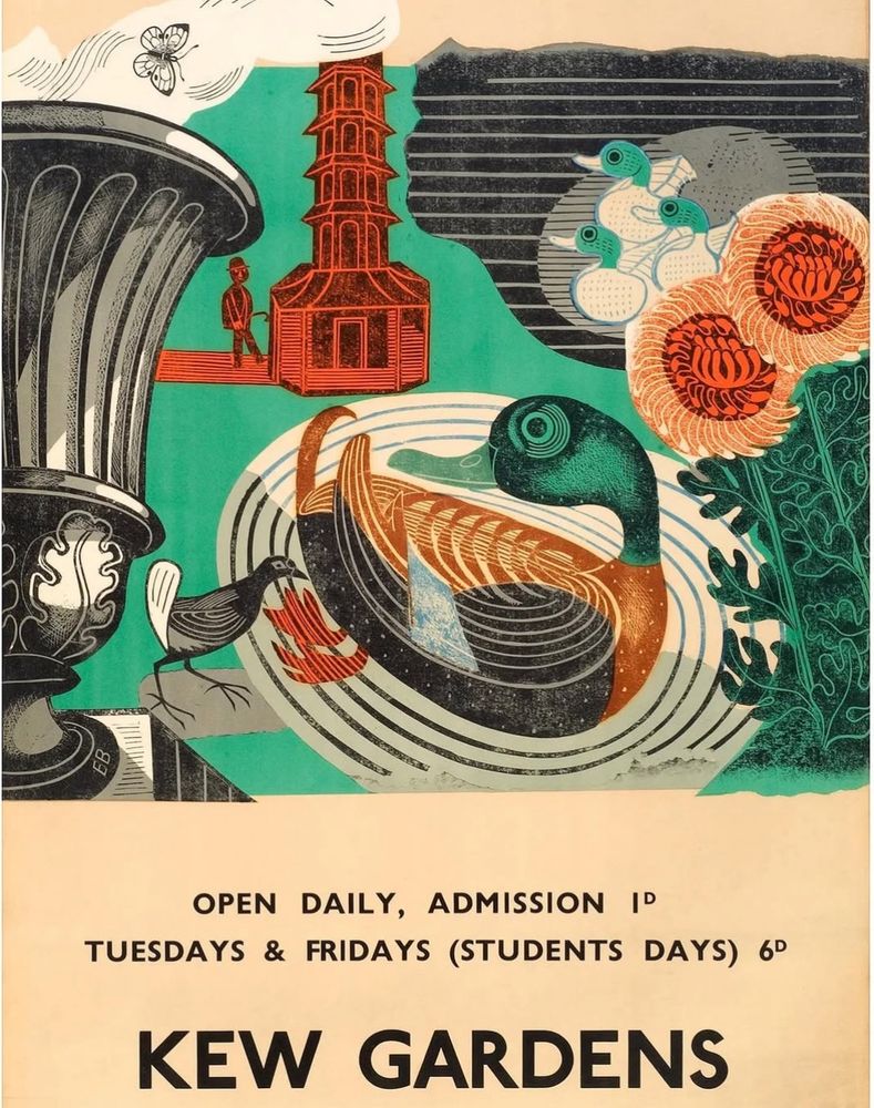 A beautiful 1930s poster advertising Kew Gardens.