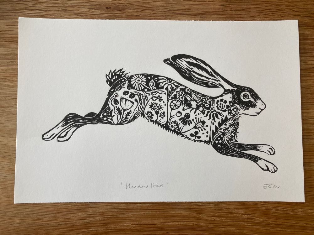 hare linoprint