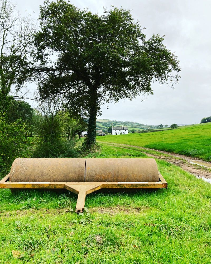 A giant agricultural roller in the Dorset countryside 
