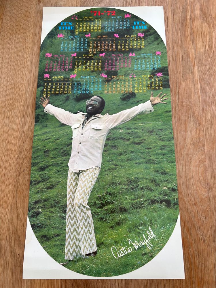 Curtis Mayfield celebrates 1971 and 1972, in some excellent flares.
