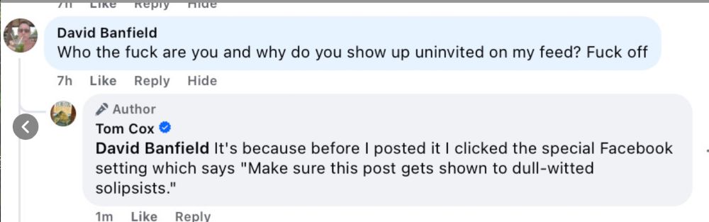 Good chat with a troll on Facebook.