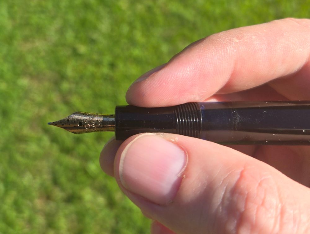 Nib detail of a vintage Montblanc 342 in my hand. 