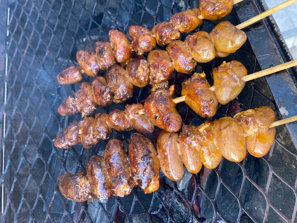 Espetos de coração de galinha 