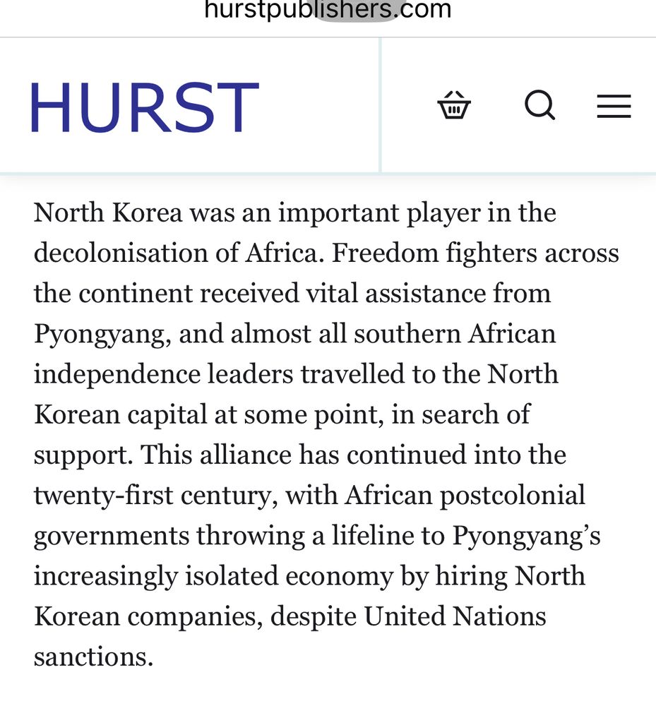North Korea was an important player in the decolonisation of Africa. Freedom fighters across the continent received vital assistance from Pyongyang, and almost all southern African independence leaders travelled to the North Korean capital at some point, in search of support. This alliance has continued into the twenty-first century, with African postcolonial governments throwing a lifeline to Pyongyang’s increasingly isolated economy by hiring North Korean companies, despite United Nations sanctions.