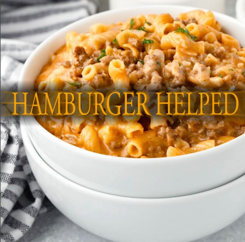 Bowl of Hamburger Helper with the Dark Souls text overlay that reads “HAMBURGER HELPED”