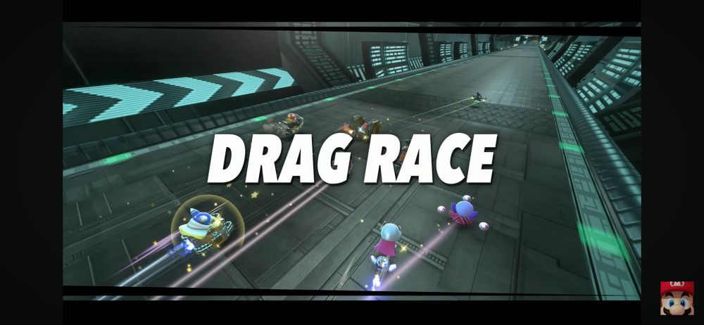 Screenshot of the Drag Race mode in Kirby Air Riders