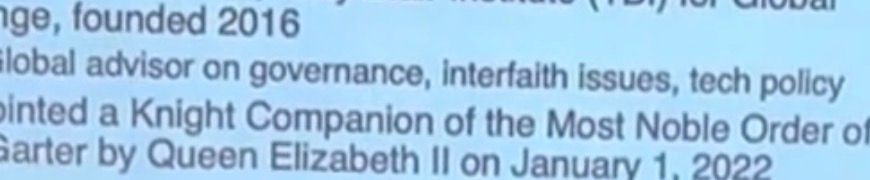 slide screenshot: Global advisor on governance, interfaith issues, tech policy
