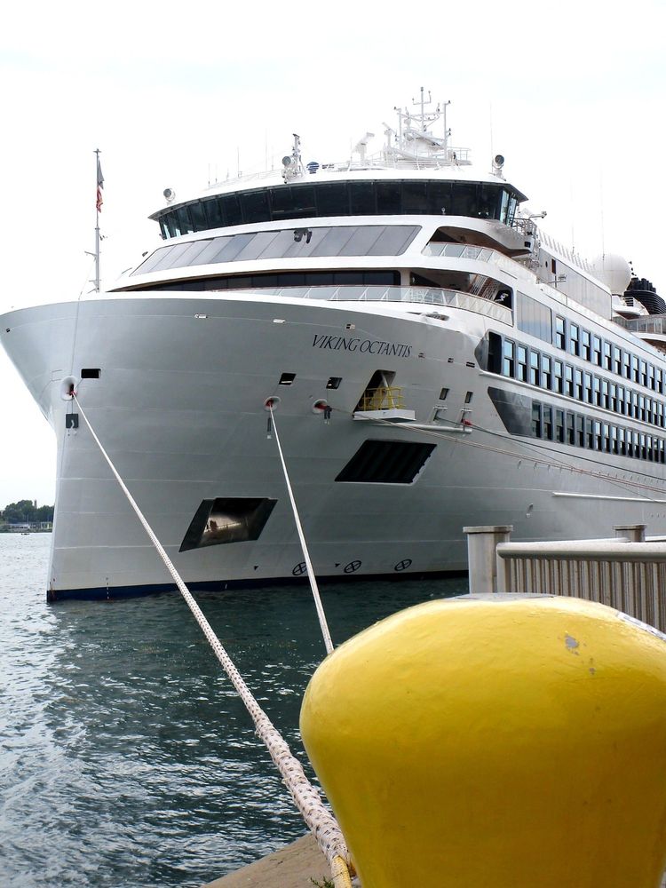 Cruise ship Viking Octantis moored in Detroit, Michigan, July 12, 2025 photo by Erik Huysken on Facebook.