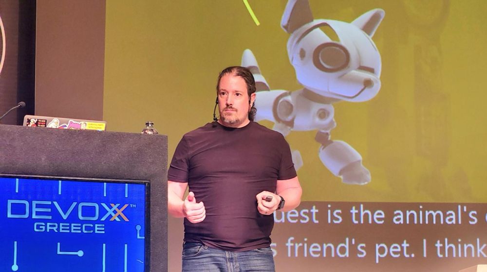 Ben on stage at Devoxx Greece