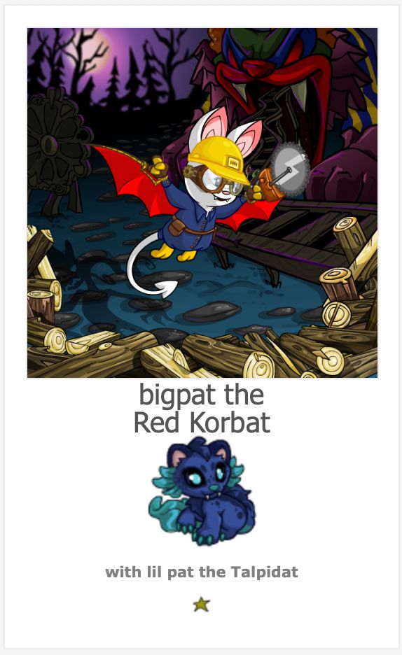 screenshot of bigpat the red korbat with lil pat the talpidat
