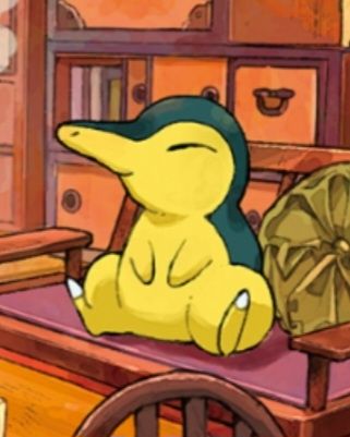 Cyndaquil sitting. He looks very polite and cordial.