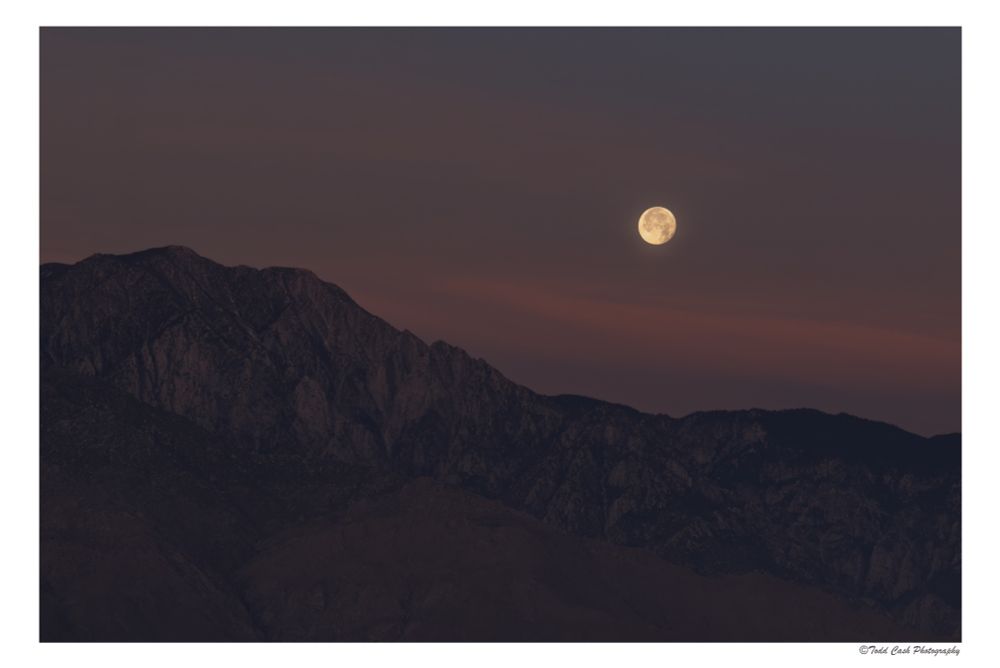 The nearly full moon over Mt. San Jacinto in Southern California.  Early morning around 4:30AM.