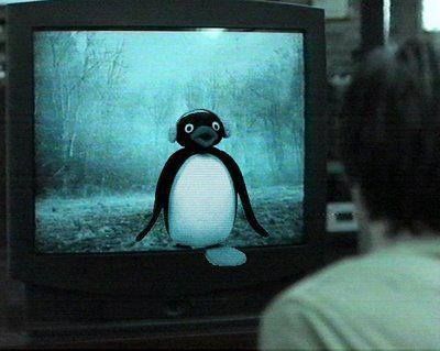 Pingu in a TV like the girl from the Ring.

Noot noot.