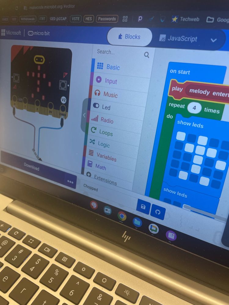 Picture of Microbit program. 