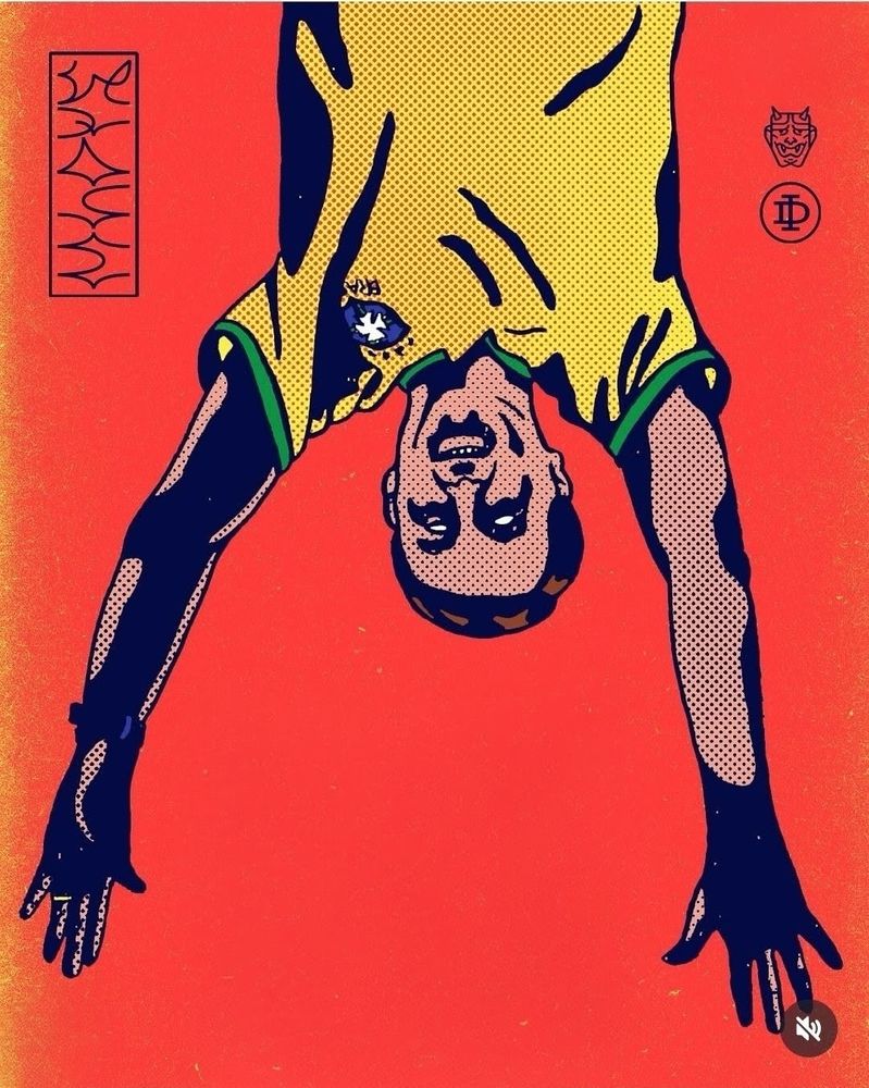 do insta @doinferno - ALT:
ilustração do bolsonaro de camisa da Seleção pendurado de ponta cabeça 