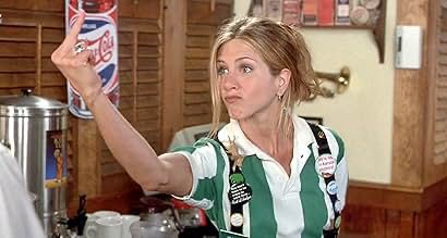 Jennifer Aniston as Joanna in “Office Space” enthusiastically expressing herself in response to Chotchkie's mandatory flair policy.