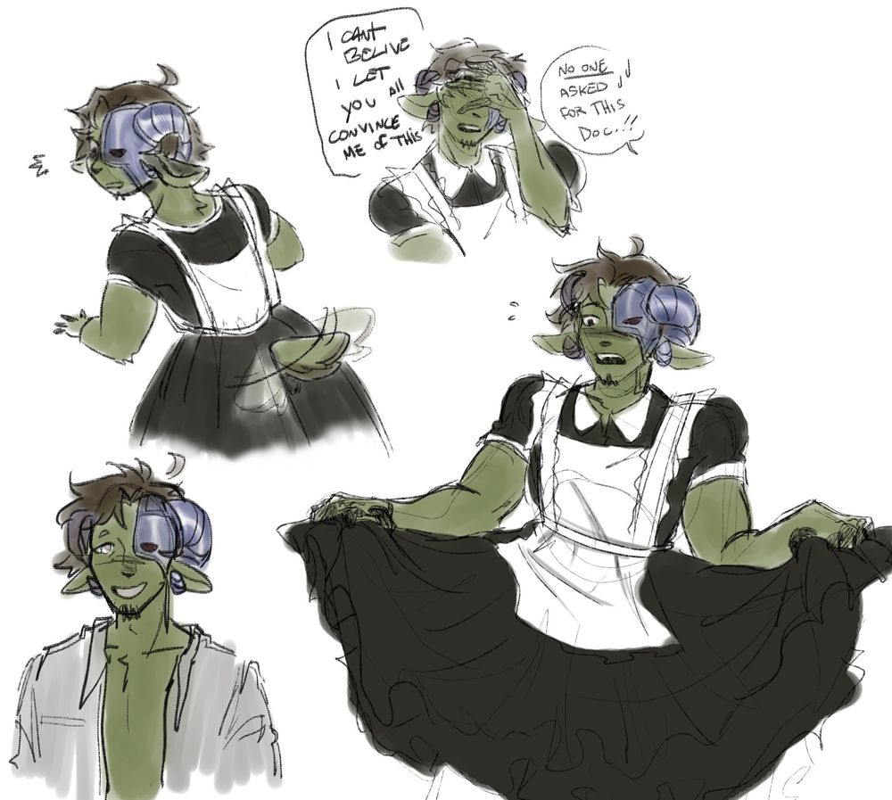 Various sketches of youtuber Docm77's minecraft skin. 