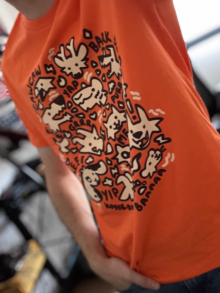 Me in my Butternut orange Noisy lil critters t-shirt from @kosse.dog