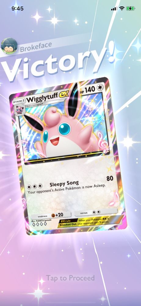 Victory with Wigglytuff EX card.