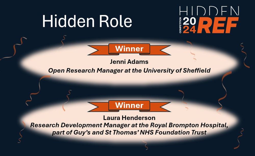 Hidden Role
Winners:
- Jenni Adams, Open Research Manager at the University of Sheffield
- Laura Henderson, Research Development Manager at the Royal Brompton Hospital, part of Guy’s and St Thomas’ NHS Foundation Trust
