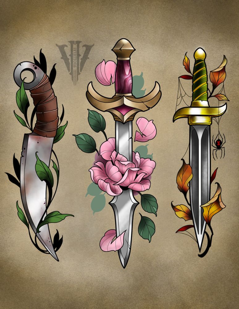 Flash sheet of knife designs