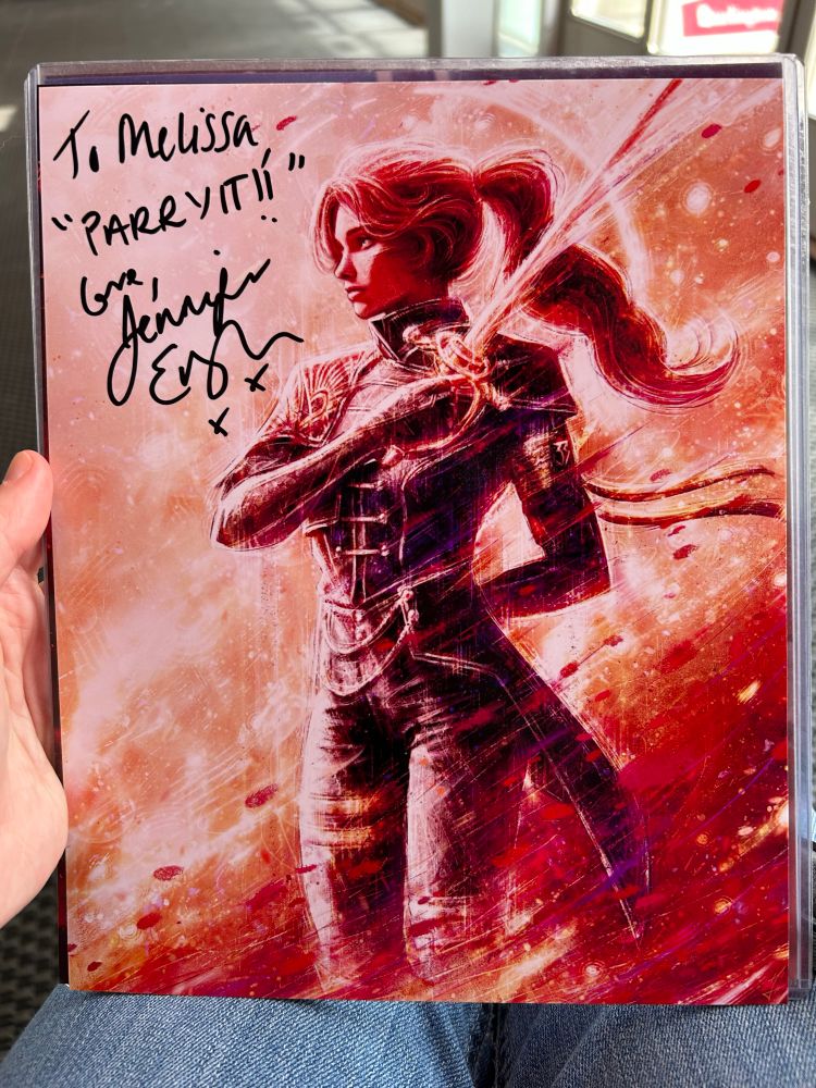 An 8x10 print of Maelle from Expedition 33, by artist Tylor Hepner, and autographed by voice actress Jennifer English