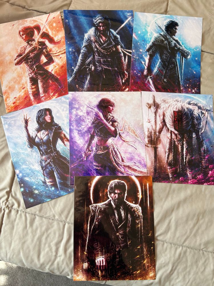 Set of seven 8x10 art prints featuring characters from Clair Obscur: Expedition 33