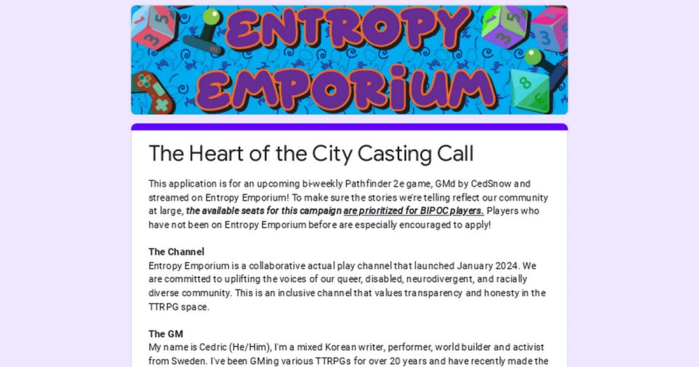 The Heart of the City Casting Call