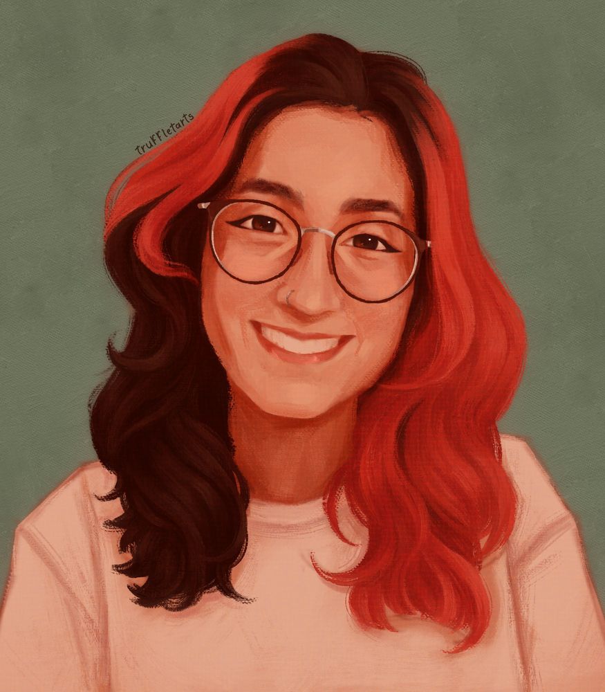 desenho da carol com cabelo metade rosa