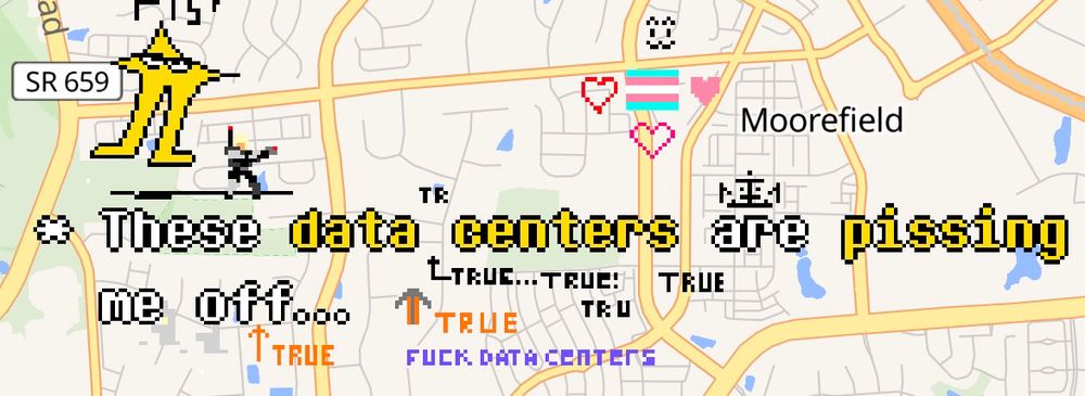 Original Starwalker drawn in wplace with dialogue reading “These data centers are pissing me off…” with extra comments from other users going “true” and “fuck data centers”