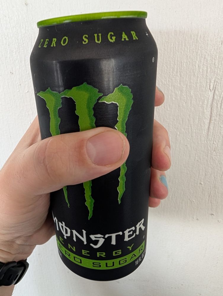 My dumbass holding a can of Monster Energy Zero Sugar
