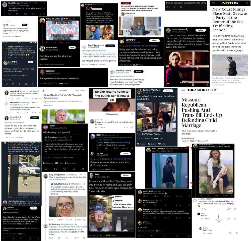  collage of transphobes supporting child abuse.