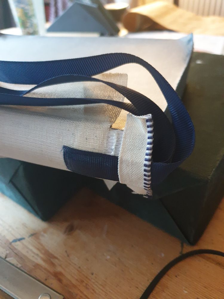 Attaching the head bands after pasting dowm the bookmarks