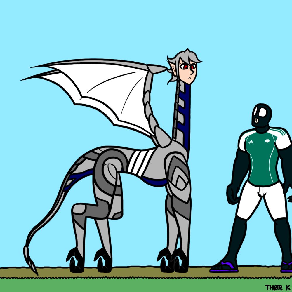 Zoom away from Kamui’s face. The picture now reveals Kamui almost entirely in his dragon form, except for his human head. He takes up a huge majority of the picture. He looks very unhappily downwards his not-human body. Venom, still shocked, just stands beside him, on the very right of the picture.