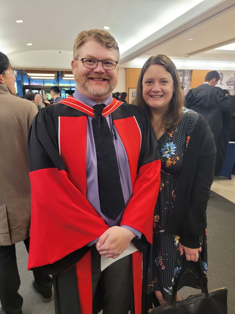 Julia and I. I have red and black convocation robes. 