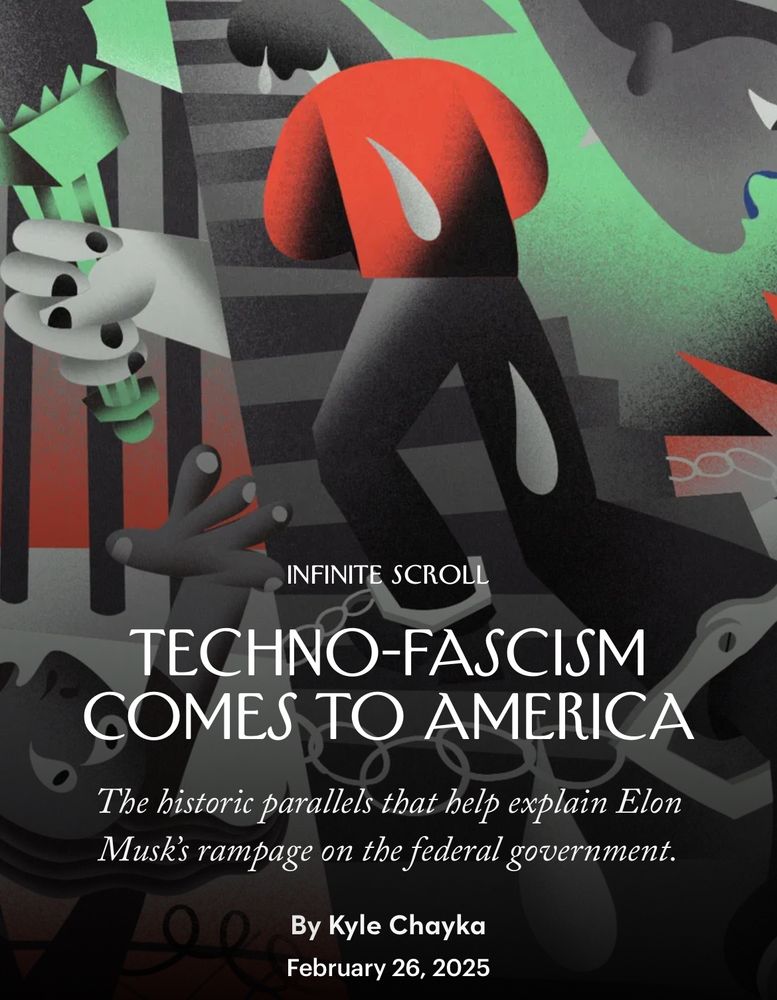 New Yorker magazine cover: Techno-Fascism Comes to America 