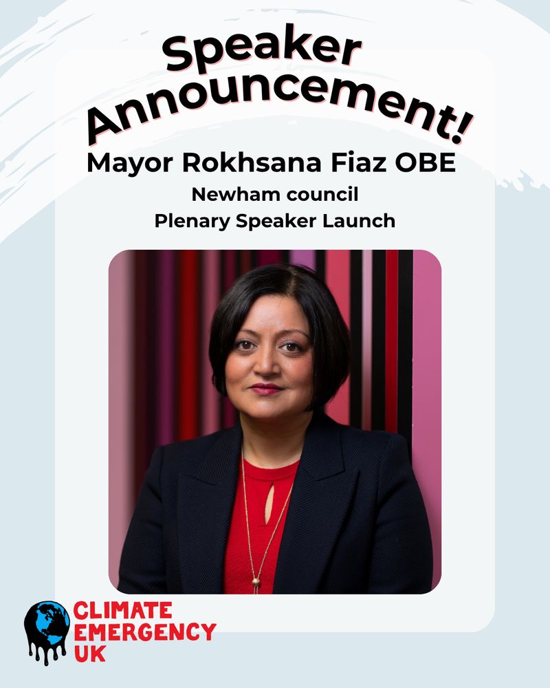 Image is of a woman of colour with short bobbed hair, a red top and a blue blazer in front of a striped pink, black and red background. 